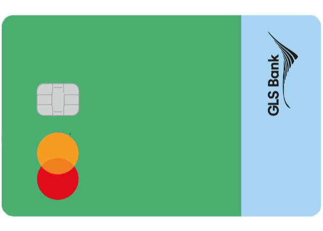 Abbildung der GLS Mastercard Classic: grüne und hellblaue Farbfläche