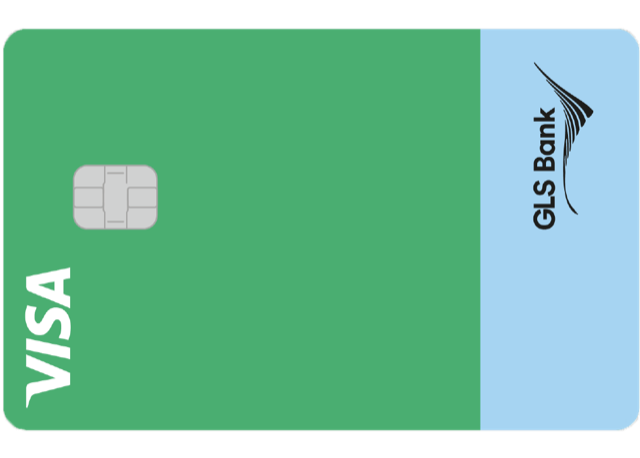 Abbildung der GLS Visacard Basic: grüne und hellblaue Farbfläche