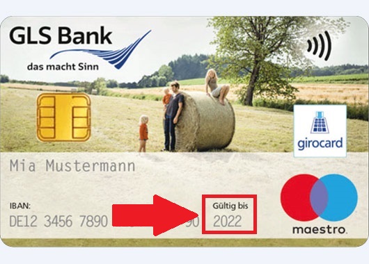 GLS BankCard mit rot umrahmtem Ablaufdatum