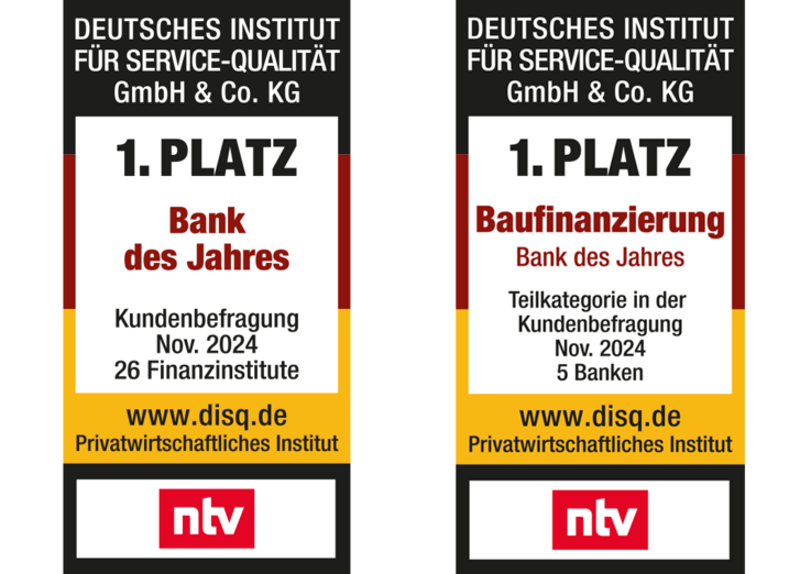 Siegel Bank des Jahres und Baufinanzierung des Jahres 2024